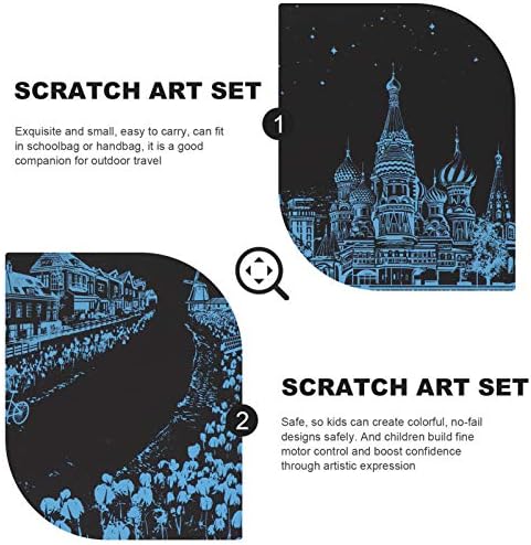 Kisangel prazne kartice Dječje 8pcs Rainbow Scratch Panting Set Night View Scratchboards Gradska noćna scena Sketch Art Paper za djecu prazne kartice Aldult Toy