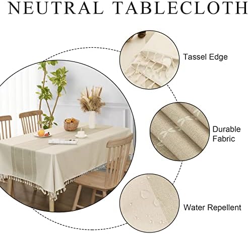 Burlap bež stolna odjeća za pravougaone stolove od 7 stopa duguljasti rustikalni stolnjak teški teksturirani stolnjak pravougaoni
