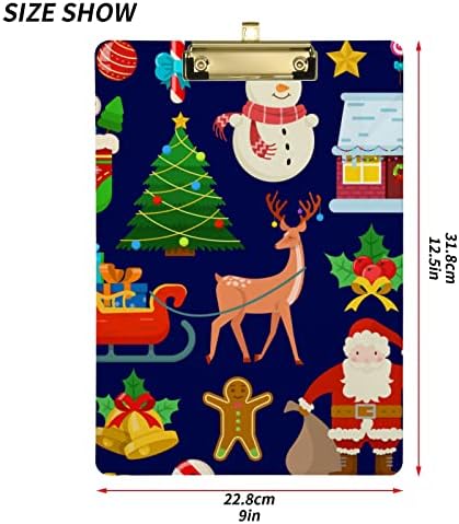 Božić Santa Reindeer Snowman Plastic Clipboards sa metalnom kopčom pismo veličina Clipboard Low Profile Clip ploče za medicinske sestre