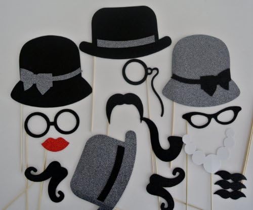 Photo Booth Party rekvizite brkovi na štap Mad Men inspirisan sivi šešir Party rekvizite