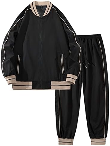 Ustzftbcl Proljeće Crno bijelo trenerke Plus size Srednja odjeća Bejzbol jakna + hlače 2 komada Jogger setovi casual odijela Crni