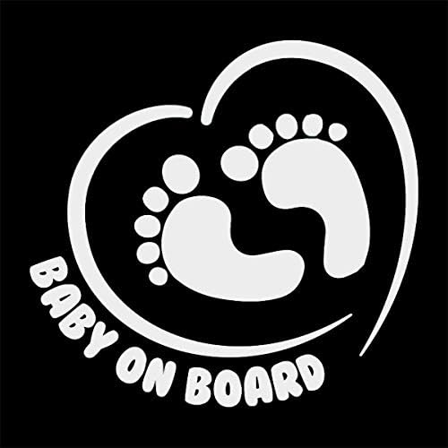 Baby on Board znak car Window Branik naljepnica Naljepnica - Sleeping Baby Girl & Baby Footprint in heart design Bundle
