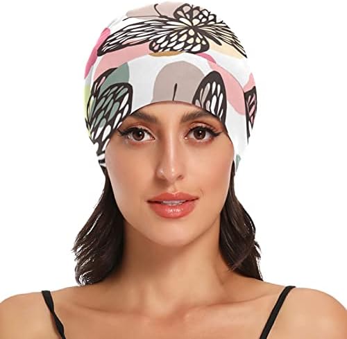 Ženska modna granica slabog kapu za kosu za kosu, šareni leptiri elastični noći za spavanje