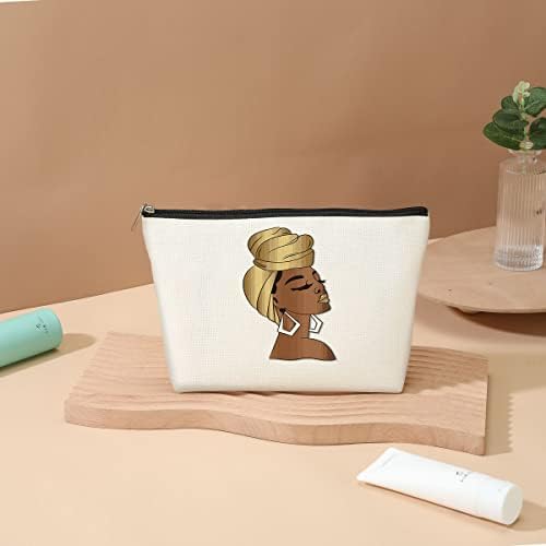 DJHUNG Crna Afroamerička ženska torba za šminkanje nadahnuta inspirativni pokloni za žene jedinstvena ženska putna torbica za djevojčice prijateljica sestra mama tetka sestra rođendan Božić putovanje
