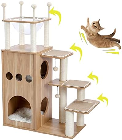 TOTOU veliki stan od mačjeg drveta sa Sisalnim stubovima za grebanje kuće namještaj za mačji toranj viseća mreža Kitty Activity Center Kitten Play House