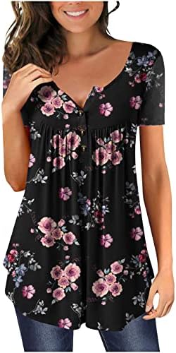 Ženske ljetne tunike 2023 Casual Dressy kratke rukave majice modni cvjetni Boho slatki Tees trendi bluze za tajice