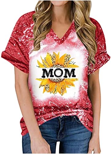 Mama majica za žene ljeto kratki rukav mama majice Tie Dye mama majice slova štampana grafika Tees Casual