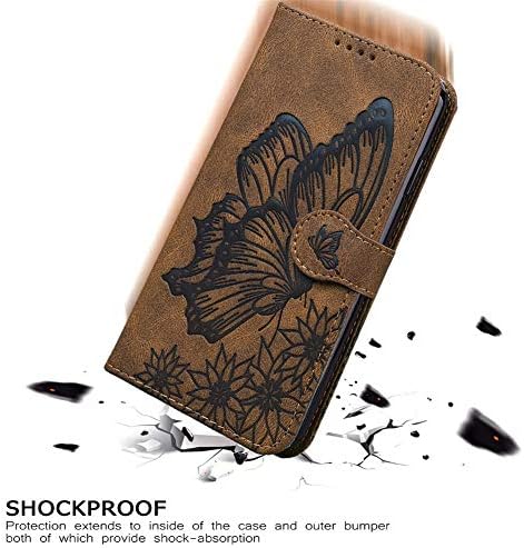 Qivstars slučaj za Samsung Galaxy S9, Vintage dizajn reljefni Butterfly Leather Wallet PU Leather Book Style Shackproof Case Cover