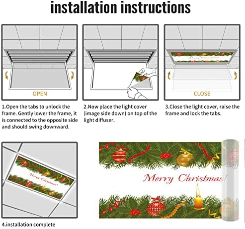 Prekrivači za fluorescentno svjetlo za kancelariju u učionici - Božićni uzorak-poklopci za fluorescentno svjetlo za kancelariju u učionici-2ft x 4ft pad plafona fluorescentno dekorativno, višebojno