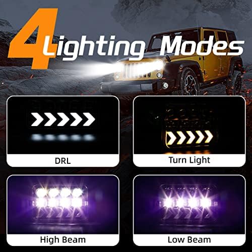 PLDDE 4kom 4x6 6x4 inčni pravougaoni Led farovi kompatibilni sa H4 sijalicama + adapteri Ealed Beam Upgrade Amber Dynamic Arrow žmigavac/Parking bijeli DRL high Low beam Halo projektor