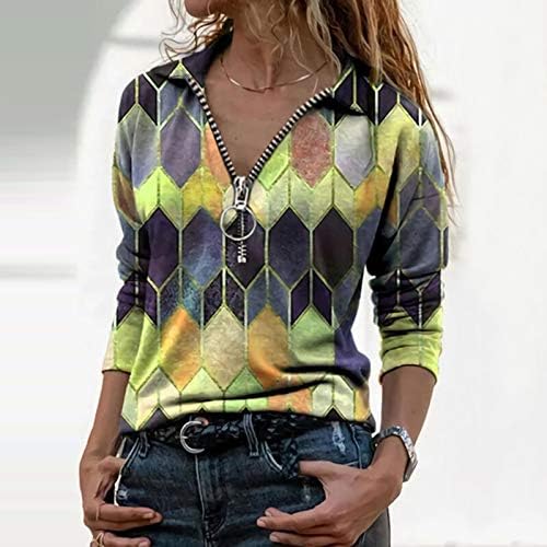 Košulje s dugim rukavima za žene Seksi geometrijske bluze T majice Fall Ties Bojel Grafički tees Havajski vrhovi Tunic Plus Size