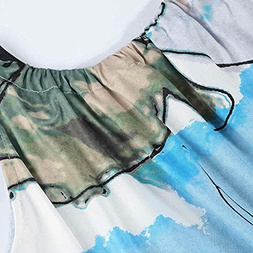 WYTong Ženske Plaže Mini Haljine Ljetne Ležerne Haljine Tropski Print Halter Maxi Haljina Bez Leđa Seksi Haljina Na Plaži Bez Rukava
