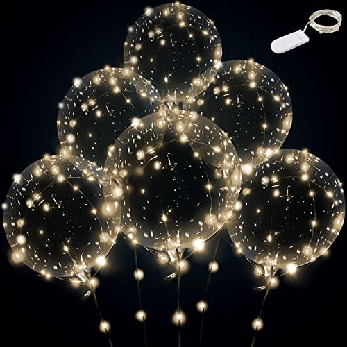 Osvijetlite led balone, 12 kompleta LED balona sa mjehurićima sa 15 kom 24 inča prozirnih balona za rezervoar helijuma ,Božićna zabava,
