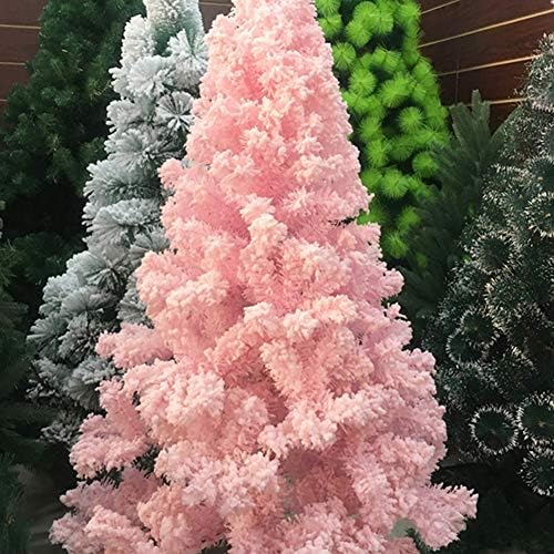ZPEE ružičasto golo božićno drvce, umjetno rato šarkiranim borovim materijalom PVC Xmas Dekoracija sa metalnim štandom lako se sastavlja-1,8m