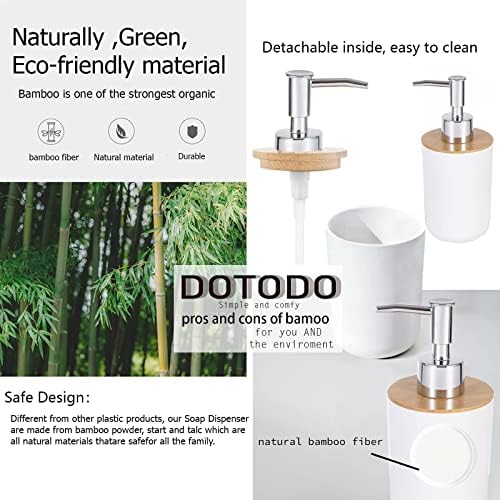Dotodo bambusov raspršivač sapuna + siva držač četkice za zube | Kupaone kontratonop sapuna | Prirodno tvrd Eco prijateljski držač