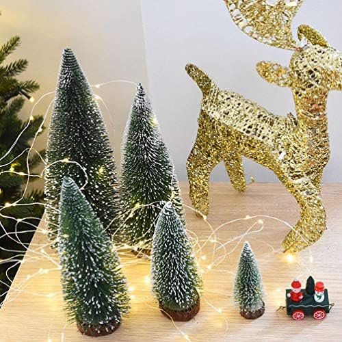 KESYOOOOOO HALLOWEEN DECOR Mini božićne šume zamrznuto božićno borovo boce boce lažna drveća sa drvenim bazom Božićne dekoracije dekoracija