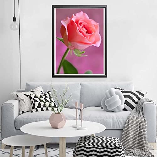 Sheehow 5D dijamantski setovi za odrasle ružičaste ruže, puna dijamantna umjetnička cvijeća, dragulje po brojevima umjetnosti, diy