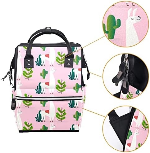 Cartoon Alpacas, ruksak za pelena za biljku kaktusa sa promjenom vrećica za dječje djevojke Djevojke mama torba