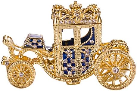 Danila-suveniri Faberge Style Carnim Coronation Egm / Trinket Jewel kutija s prijevozom 4 '' Plava