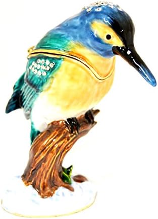 CIEL kolekcionarski sakupljač Kingfisher ptica na podružnom trinktu. Ručno oslikana plava caklina sa Swarovski kristalom