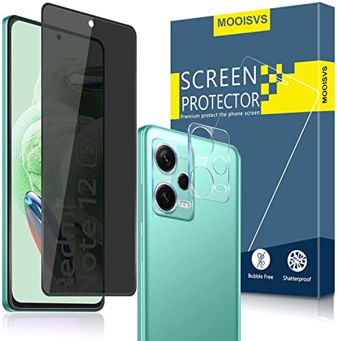 MOOISVS [2+2] za Xiaomi Redmi Note 12 Zaštita ekrana sa punom pokrivenošću+zaštita sočiva kamere, Anti-špijunski Film od kaljenog