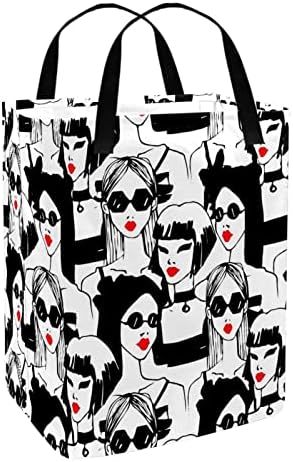 Fashion Girls In Red Lip Sunglasses Print sklopiva korpa za veš, 60L vodootporne korpe za veš veš igračke skladište za spavaonicu