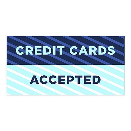 CGsignLab | Kreditne kartice prihvaćene -stripes plavi prozor Cling | 24 x12