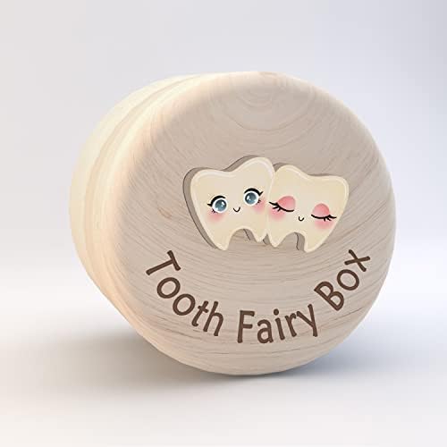 Azbuk zubna Vilinska kutija za decu, zubna Drvena kutija i 3D zub, prodavnice izgubljenih zuba za dečake devojčice dete, ispuštena kutija za čuvanje zuba koju treba staviti pod jastuk, kutija za kontejnere za zube
