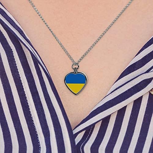 Ukrajinska zastava štampana ogrlica od urne za kućne ljubimce za pepeo kremiranje srca nakit spomen privjesak držač pepela za psa
