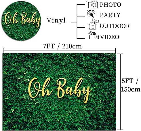 Oh Baby pozadina za Baby Shower događaj 7x5ft zeleno lišće Photo Backgrond novorođenče najavljuje Baner fotografije trudnoće