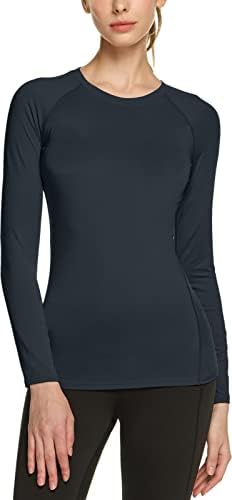TSLA 1 ili 3 pakovanje Ženska košulja za sportsku kompresiju, hladno suho fit dugih rukava s dugim rukavima, atletske vježbe teretane yoga majice