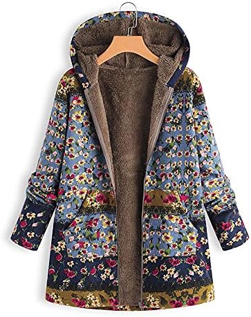 Cvjetni kaput Listha plus veličina Ženska vintage jakna Oplaća topli kaput
