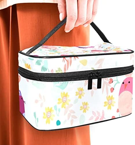 Mala šminkarska torba, patentno torbica Travel Cosmetic organizator za žene i djevojke, crtani ptičji cvijet izvor