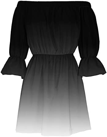 Lmdudanske ženske ljetne haljine 2023 van ramena sljepljenim rukavima od pune boje rukavske ručice Ležerne prilike linijske zabave