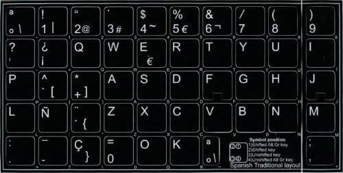 4keyboard španske naljepnice za tastaturu crna pozadina za Desktop, Laptop i Notebook