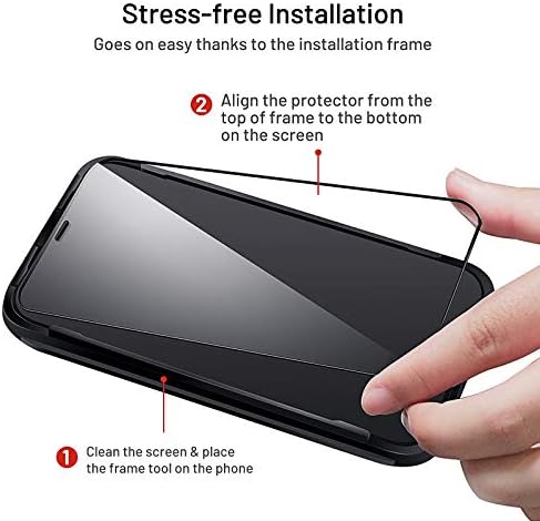 bersem [4 paketa Zaštita ekrana kompatibilna sa iPhoneom 12 ProMax [2 pakovanja] Zaštita ekrana od kaljenog stakla +[2 pakovanja] zaštita sočiva kamere od kaljenog stakla [Easy Installation Frame] - Crna