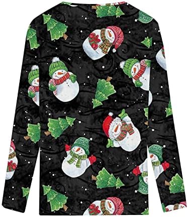 Ženska V izrez Božićna majica Dugi rukavi Smiješni slatki snjegovinski grafički tunik Vrhovi labave casual bagesy pulover bluza