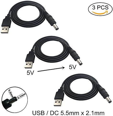 DZYDZR 3 kom. 1M produžni kabel USB do DC kabla - 5V USB 2.0 priključak muško za DC 5V muški 5,5 mm x 2,1 mm kabel za napajanje