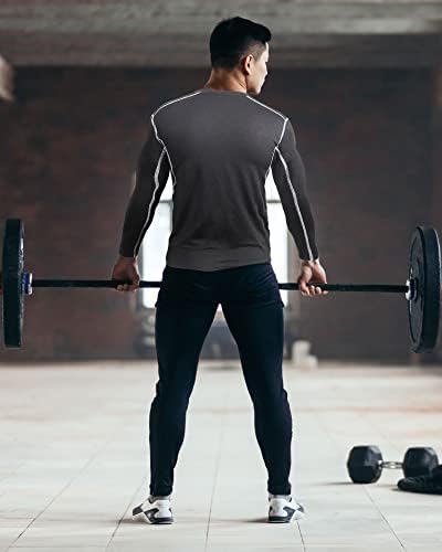 Hicarer 6 paket muške atletske kompresijske košulje Dry Athletic Workout košulje za trčanje Dugi rukav Top Sport Shirts