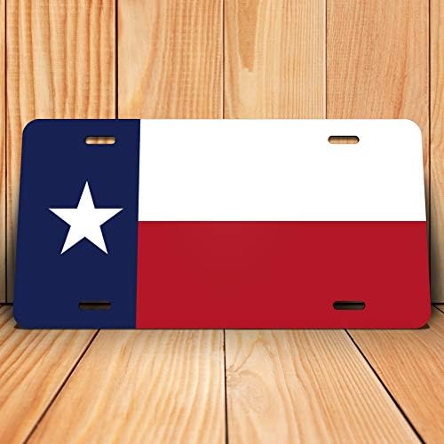 Dekor dekor i više Texas State Flag Licency Tag Tag Vanity Novelty Metal | UV štampani metal | 6-inča za 12 inča | Auto kamion RV Trailer Wall Shop Man Cave | VLP068