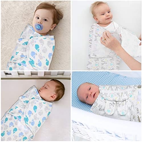 Vicloon Swaddle pokrivač, 2 pakovanje organske babde vreće za spavanje, podesivi zamotaj za bebe za bebe za bebe, novorođenčad, zamotavanje