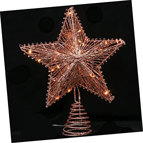 SewAcc 1pc Pentagram stablo Top star zvijezde u obliku svijetlo zlata od drveta Chirstmas Drvo viseće zvijezde para mesa de xmas poklon Xmas Tree Light Dekorativni Xmas Light LED