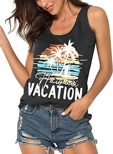 Vrhovi rezervoara za plažu za žene Ljeto Smiješne grafičke majice Havajski odmor Pismo Ispiši casual labave vrhove bez rukava