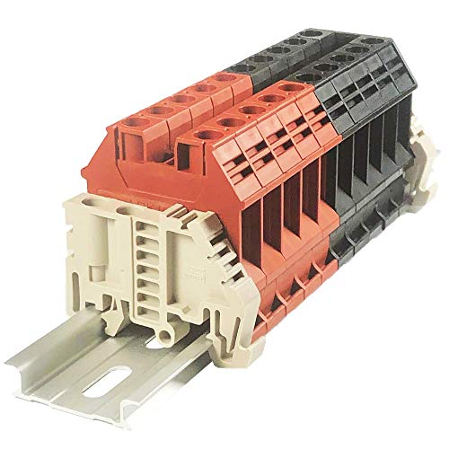 Dinkle Skupština DK10N crveno / crna 10 priključna kutija konektor DIN Rail terminalni blokovi, 6-20 AWG, 60 Amp, 600 Volt odvojeni krugovi
