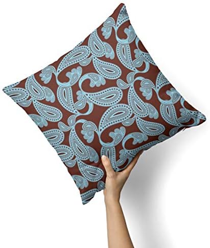 Iirov plavi i smeđi Paisley uzorak V4 - Custom Dekorativni kućni dekor unutarnji ili vanjski bacanje jastuka plus jastuk set za kauč, krevet ili kauč