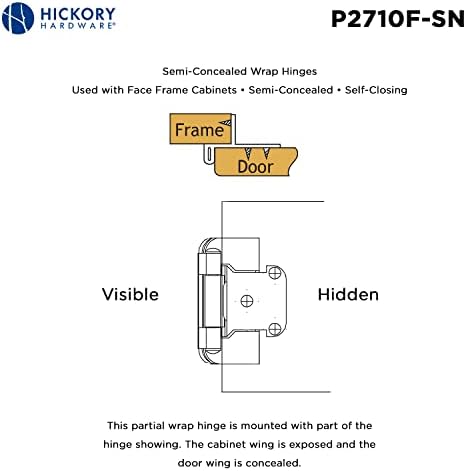 Hardver Hickory P2710F-SN Površinski šarki, satenski nikl, 2-pakovanje
