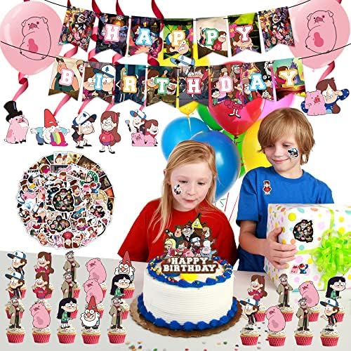 114 kom avanturistička tema potrepštine za rođendanske zabave, ukrasi za crtane teme uključuju Baner, Toper za torte, Cupcake Toppers,