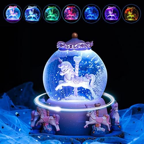 Merry-Go-Round Music Box Crystal Ball Glass Girl Resin Home Dekoracija Kreativni ukrasi Dječji rođendanski pokloni Snjegovina globusa