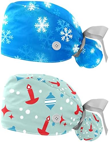 2 Pakirajte radne kape s duksevima za žene, crveni božićni element veseli Xmas ukrasi Ponytail torbica šeširi