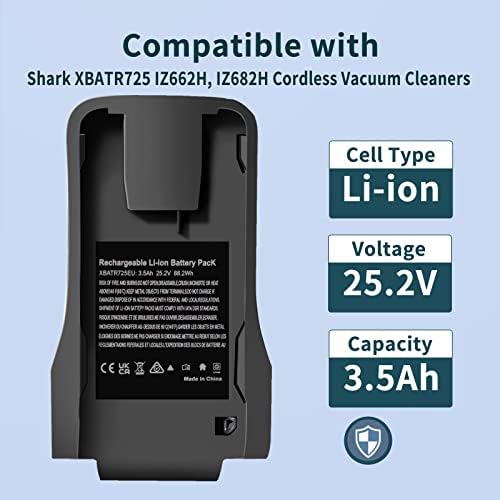 SzxtdzSW 25.2V 3500mAh Zamjena za akumulatorjsku bateriju morskih XBATR725, kompatibilan sa morskim iz662h IZ682H bežičnim usisivačima.black